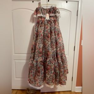 Selkie Romance Novel dress in red/rouge motif